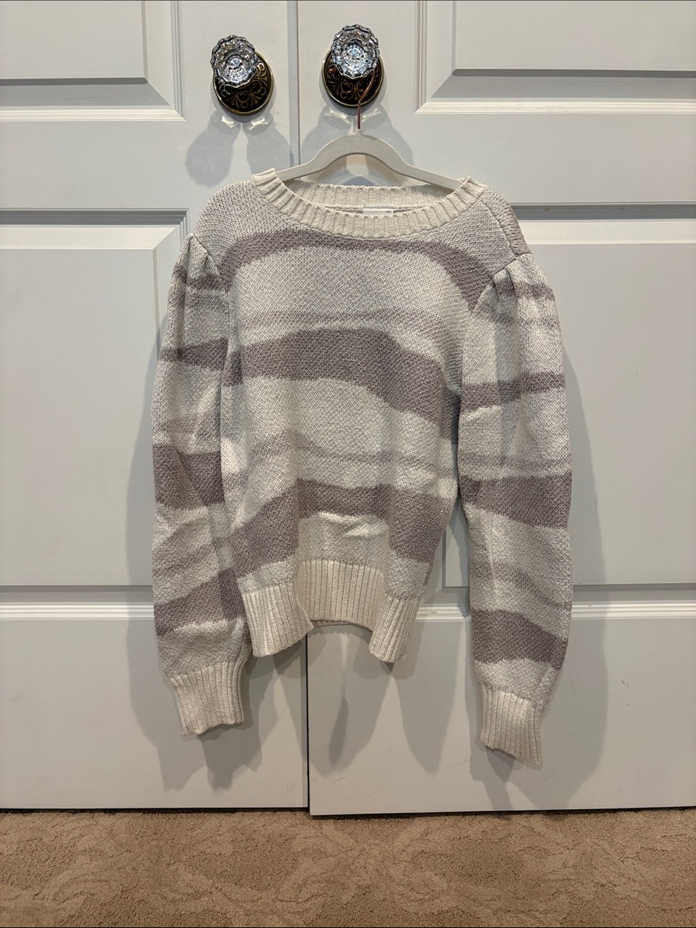 Abercrombie Kids Classic Striped Crewneck Sweater Cream & Light brown